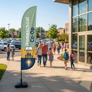 Homeschool Co-Op Meeting Church Feather Flag