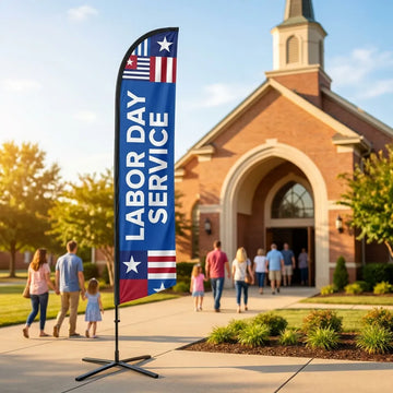 Labor Day Weekend Service Church Feather Flag