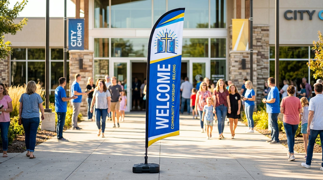 Main Entrance Welcome Church Feather Flag