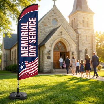 Memorial Day Remembrance Service Church Feather Flag