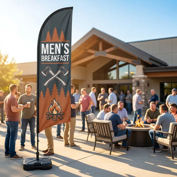 Mens Fall Retreat Breakfast Feather Flag