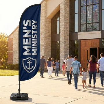 Mens Ministry Breakfast & Study Church Feather Flag