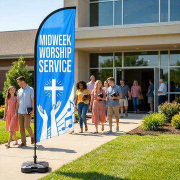 Midweek Worship Service Church Feather Flag