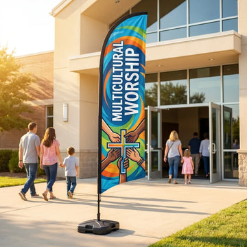 Multicultural Worship Celebration Church Feather Flag
