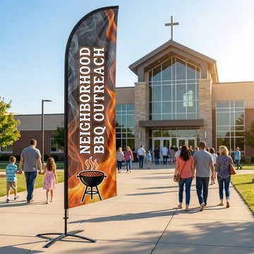 Neighborhood BBQ Outreach Church Feather Flag