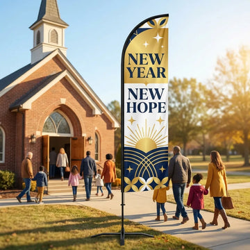 New Year New Hope Worship Service Church Feather Flag