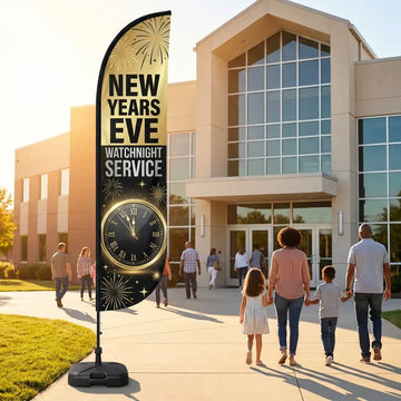 New Years Eve Watchnight Service Church Feather Flag