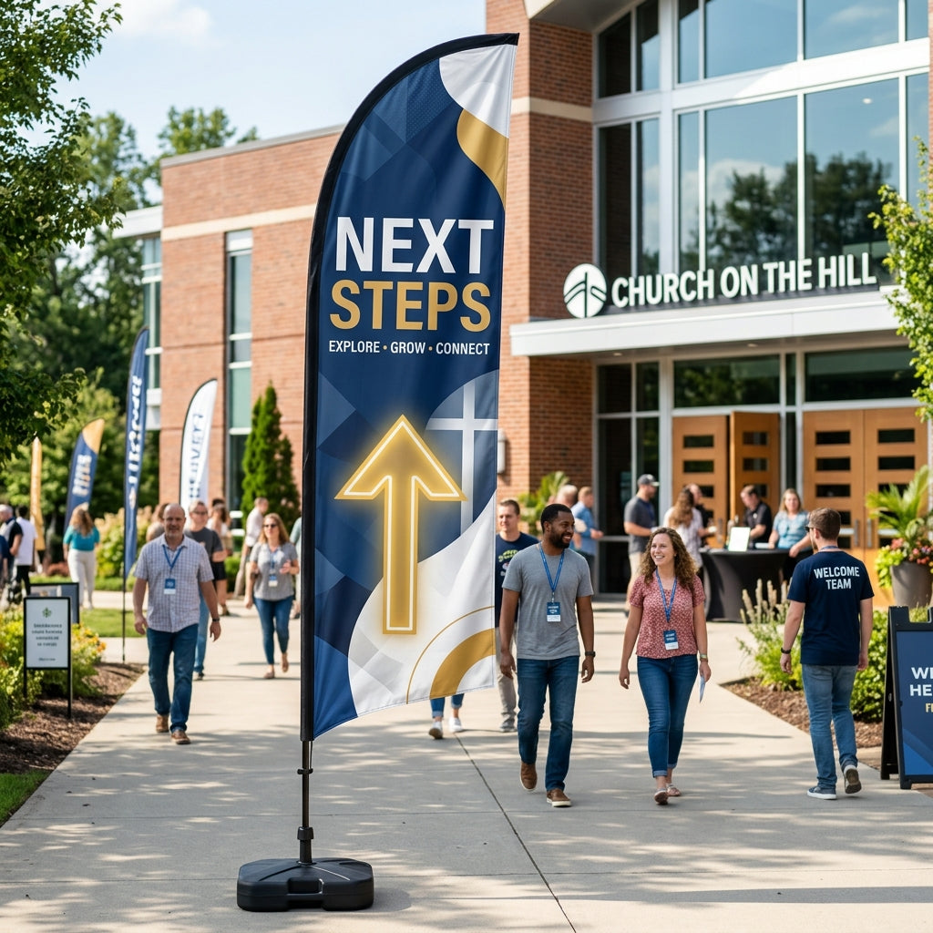 Next Steps Kiosk Directional Church Feather Flag