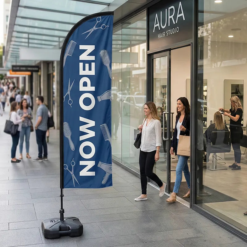 NOW OPEN Feather Flag for Hair Salons