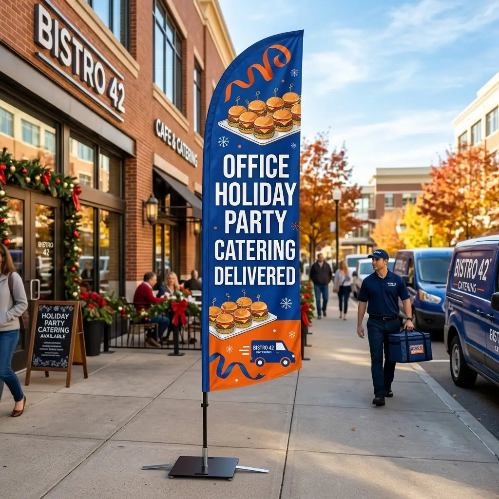 Office Holiday Party Catering Delivered Feather Flag – featherflags.us