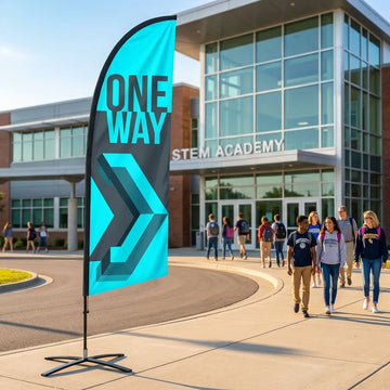 One Way Traffic Flow Directional School Feather Flag