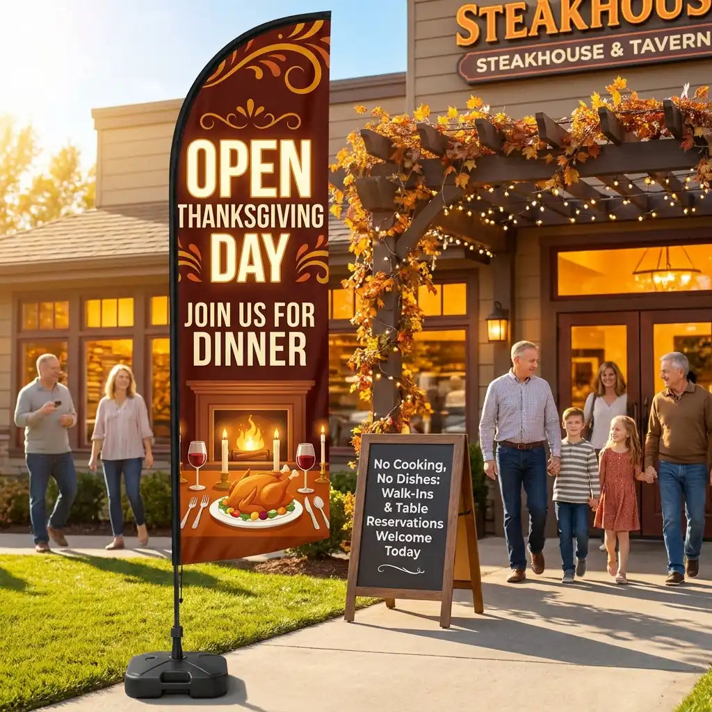 Open Thanksgiving Day Join Us For Dinner Feather Flag
