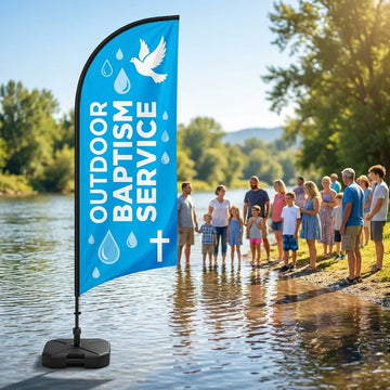 Outdoor Baptism Service Church Feather Flag