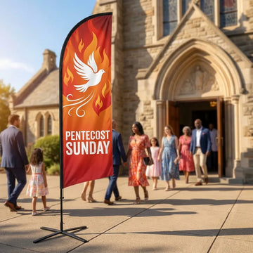 Pentecost Sunday Worship Service Church Feather Flag