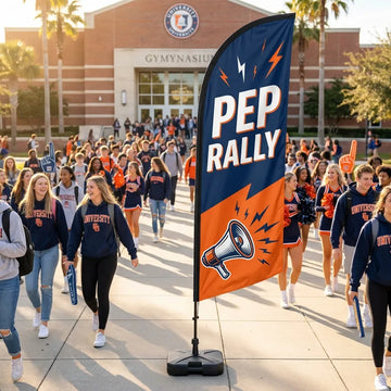 Pep Rally Starts Here Gymnasium Entrance Feather Flag