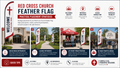 Placement infographic for Red Cross Church Feather Flag
