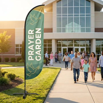 Prayer Garden Open To All Church Feather Flag