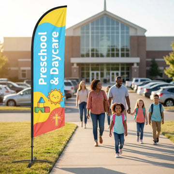 Preschool & Daycare Registration Church Feather Flag