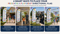 Infographic showing four placement strategies for preschool and playgroup directional church feather flag
