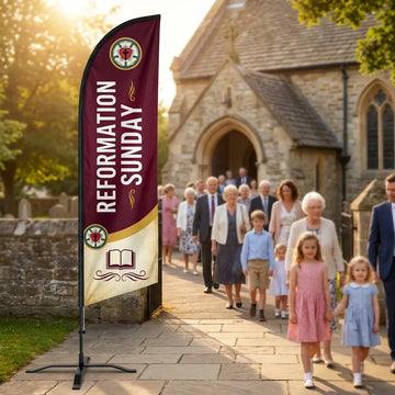 Reformation Sunday Worship Service Church Feather Flag