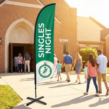 Single Adult Ministry Night Church Feather Flag