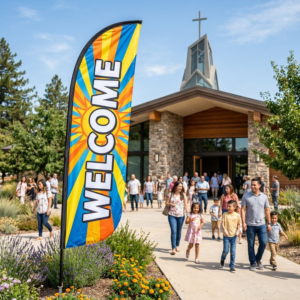 Welcome To Our Church - Feather Flag