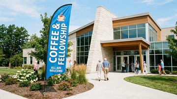 Coffee & Fellowship Station Church Feather Flag