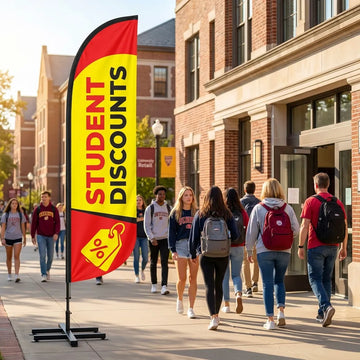 Student Discount Station Campus Retail Feather Flag