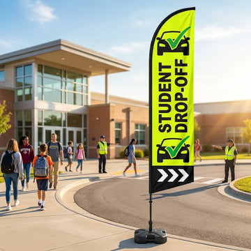 Student Drop-Off & Pick-Up Zone Safety Feather Flag