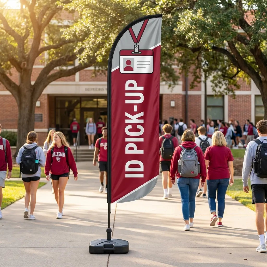 Student ID Card Pickup Campus Feather Flag