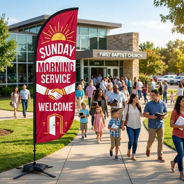 Sunday Morning Service Welcome Church Feather Flag