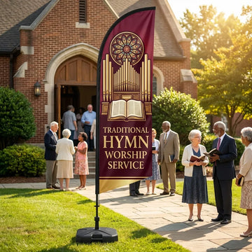 Traditional Hymn Worship Service Church Feather Flag