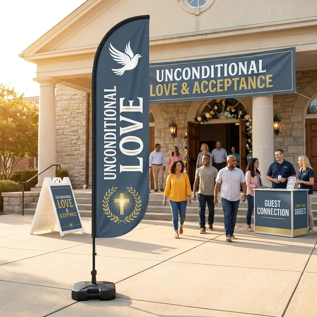 Unconditional Love & Acceptance Church Feather Flag