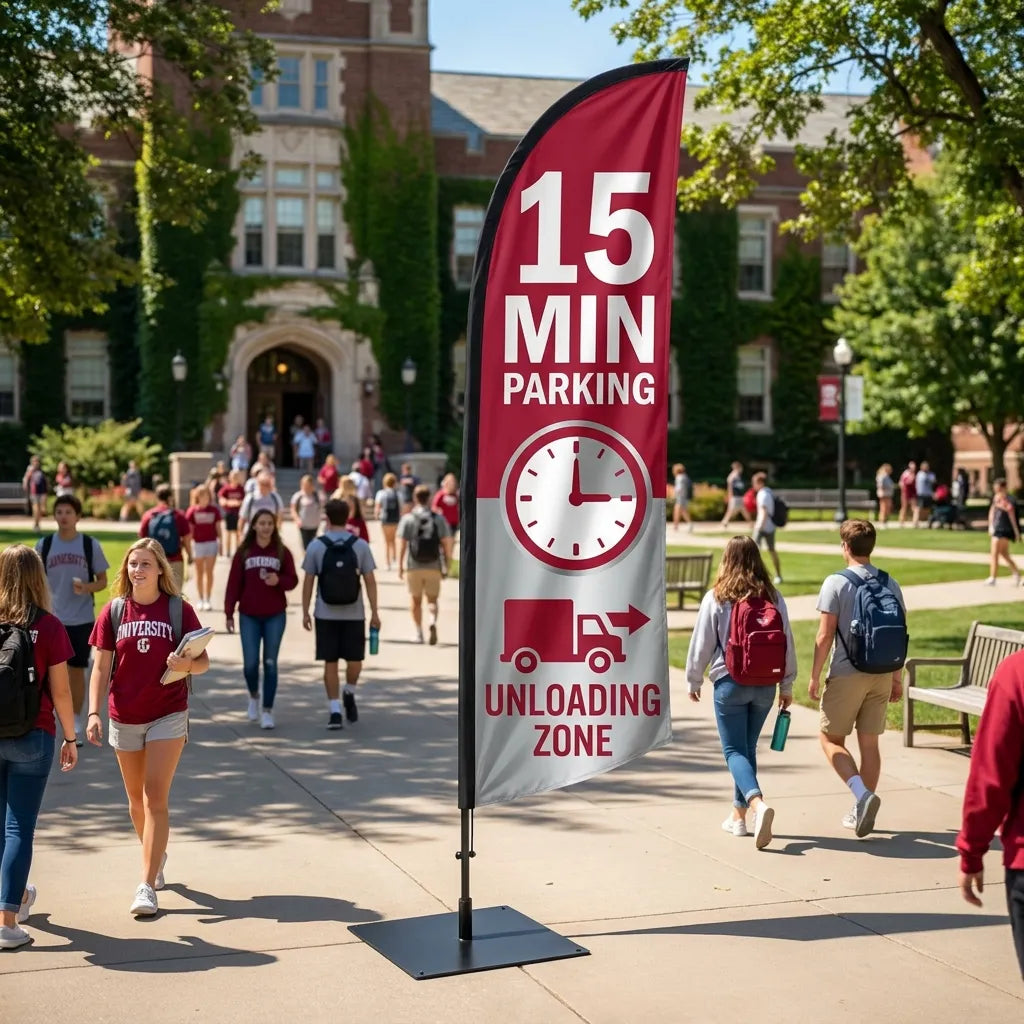 Unloading Zone 15 Minute Parking School Feather Flag