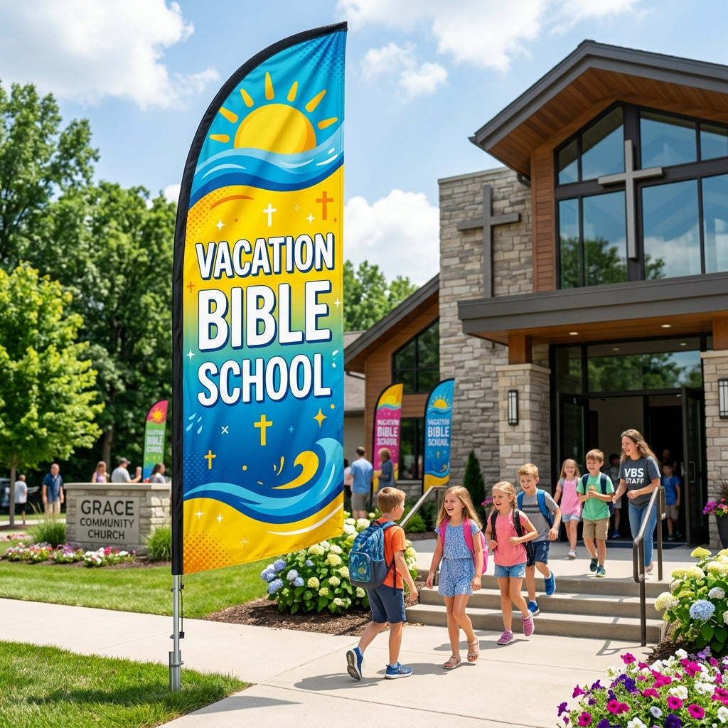 Vacation Bible School Feather Flag