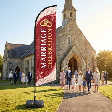 Valentines Marriage Celebration Church Feather Flag