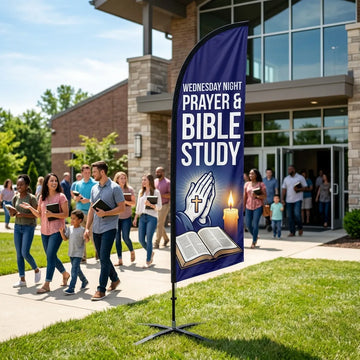 Wednesday Night Prayer & Bible Study Church Feather Flag