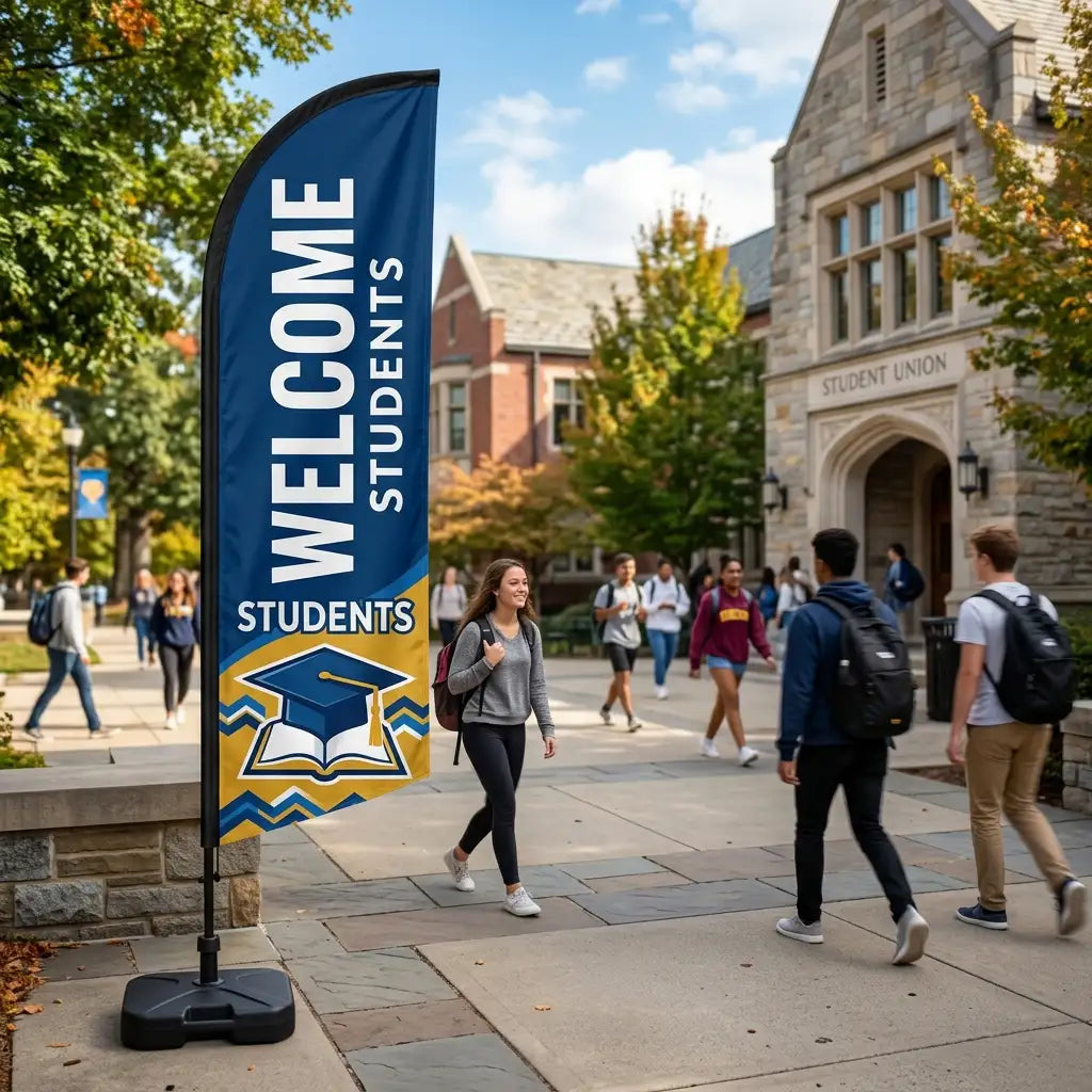 Welcome College Students Campus Ministry Feather Flag