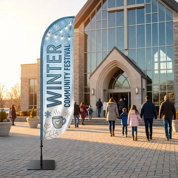 Winter Community Festival Church Feather Flag