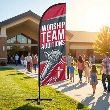 Worship Team Auditions Open Church Feather Flag