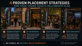 Infographic showing 4 proven placement strategies for Young Adults Fellowship church feather flag