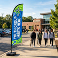 Youth Group Meets Here Church Feather Flag