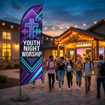 Youth Night Worship Service Church Feather Flag