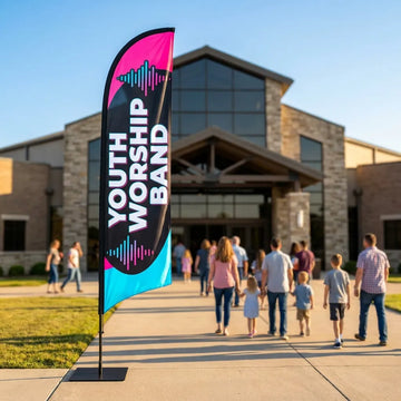 Youth Worship Band Night Church Feather Flag